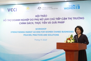 TỔNG GIÁM ĐỐC HANEL PHÁT BIỂU TẠI HỘI THẢO HỖ TRỢ DOANH NGHIỆP DO PHỤ NỮ LÀM CHỦ TIẾP CẬN THỊ TRƯỜNG